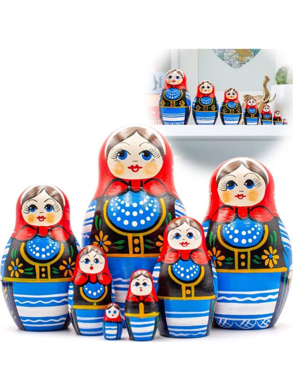7-Piece Nesting Dolls Set - Polish Costume Matryoshka Babushka Dolls with